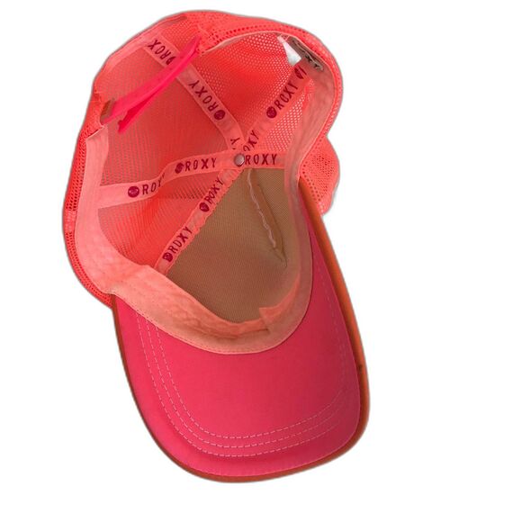 Roxy Trucker Baseball Cap Hat Foam Spell Out Mesh Snap Back Orange White Adult - Picture 4 of 7